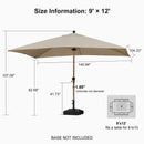 PURPLE LEAF Patio Market Umbrella Aluminum Outdoor Table Umbrella with Wood Color