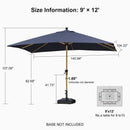 PURPLE LEAF Patio Market Umbrella Aluminum Outdoor Table Umbrella with Wood Color