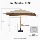 PURPLE LEAF Patio Market Umbrella Aluminum Outdoor Table Umbrella with Wood Color