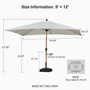 PURPLE LEAF Patio Market Umbrella Aluminum Outdoor Table Umbrella with Wood Color