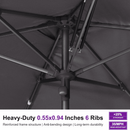 PURPLE LEAF Semi-Auto Extra Large Patio Umbrella Premium Commercial Market Umbrella for Garden, Café and Hotel
