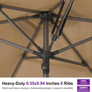 PURPLE LEAF Semi-Auto Extra Large Patio Umbrella Premium Commercial Market Umbrella for Garden, Café and Hotel