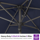 PURPLE LEAF Semi-Auto Extra Large Patio Umbrella Premium Commercial Market Umbrella for Garden, Café and Hotel