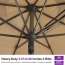 PURPLE LEAF Semi-Auto Extra Large Patio Umbrella Premium Commercial Market Umbrella for Garden, Café and Hotel