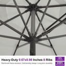PURPLE LEAF Semi-Auto Extra Large Patio Umbrella Premium Commercial Market Umbrella for Garden, Café and Hotel