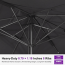 PURPLE LEAF Semi-Auto Extra Large Patio Umbrella Premium Commercial Market Umbrella for Garden, Café and Hotel