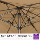 PURPLE LEAF Semi-Auto Extra Large Patio Umbrella Premium Commercial Market Umbrella for Garden, Café and Hotel