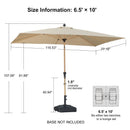 PURPLE LEAF Patio Market Umbrella Aluminum Outdoor Table Umbrella with Wood Color