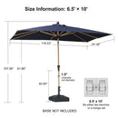 PURPLE LEAF Patio Market Umbrella Aluminum Outdoor Table Umbrella with Wood Color
