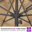 PURPLE LEAF Semi-Auto 1.9''/2.4''/3.1'' Pole Commercial Patio Umbrella Market Umbrella for Café, Restaurant & Hotel