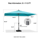 PURPLE LEAF Aluminum Patio Table Umbrella Heavy Duty Market Umbrella with Base