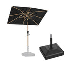 PURPLE LEAF Wood Pattern Tilting Patio Table Umbrella with Base, Outdoor Market Umbrella
