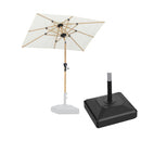 PURPLE LEAF Wood Pattern Tilting Patio Table Umbrella with Base, Outdoor Market Umbrella