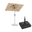 PURPLE LEAF Wood Pattern Tilting Patio Table Umbrella with Base, Outdoor Market Umbrella