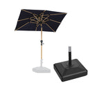 PURPLE LEAF Wood Pattern Tilting Patio Table Umbrella with Base, Outdoor Market Umbrella