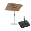 PURPLE LEAF Wood Pattern Tilting Patio Table Umbrella with Base, Outdoor Market Umbrella