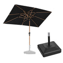 PURPLE LEAF Wood Pattern Tilting Patio Table Umbrella with Base, Outdoor Market Umbrella