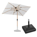 PURPLE LEAF Wood Pattern Tilting Patio Table Umbrella with Base, Outdoor Market Umbrella