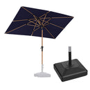 PURPLE LEAF Wood Pattern Tilting Patio Table Umbrella with Base, Outdoor Market Umbrella