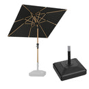 PURPLE LEAF Wood Pattern Tilting Patio Table Umbrella with Base, Outdoor Market Umbrella