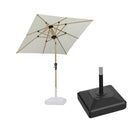 PURPLE LEAF Wood Pattern Tilting Patio Table Umbrella with Base, Outdoor Market Umbrella