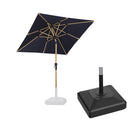 PURPLE LEAF Wood Pattern Tilting Patio Table Umbrella with Base, Outdoor Market Umbrella