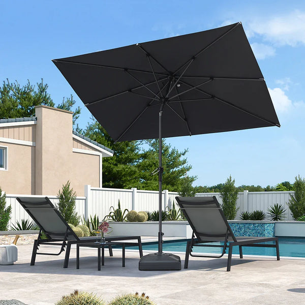 PURPLE LEAF Porch Table Umbrella with Crank and Tilt, Market Patio Umbrella