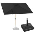 PURPLE LEAF Wood Pattern Tilting Patio Table Umbrella with Base, Outdoor Market Umbrella