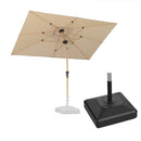 PURPLE LEAF Wood Pattern Tilting Patio Table Umbrella with Base, Outdoor Market Umbrella