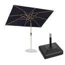 PURPLE LEAF Wood Pattern Tilting Patio Table Umbrella with Base, Outdoor Market Umbrella