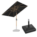 PURPLE LEAF Wood Pattern Tilting Patio Table Umbrella with Base, Outdoor Market Umbrella