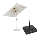 PURPLE LEAF Wood Pattern Tilting Patio Table Umbrella with Base, Outdoor Market Umbrella