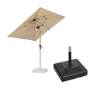 PURPLE LEAF Wood Pattern Tilting Patio Table Umbrella with Base, Outdoor Market Umbrella