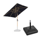 PURPLE LEAF Wood Pattern Tilting Patio Table Umbrella with Base, Outdoor Market Umbrella