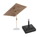 PURPLE LEAF Wood Pattern Tilting Patio Table Umbrella with Base, Outdoor Market Umbrella