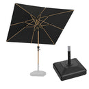 PURPLE LEAF Wood Pattern Tilting Patio Table Umbrella with Base, Outdoor Market Umbrella