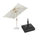 PURPLE LEAF Wood Pattern Tilting Patio Table Umbrella with Base, Outdoor Market Umbrella