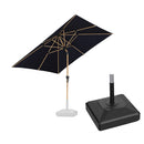 PURPLE LEAF Wood Pattern Tilting Patio Table Umbrella with Base, Outdoor Market Umbrella