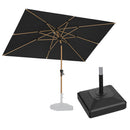 PURPLE LEAF Wood Pattern Tilting Patio Table Umbrella with Base, Outdoor Market Umbrella