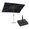 PURPLE LEAF Wood Pattern Tilting Patio Table Umbrella with Base, Outdoor Market Umbrella