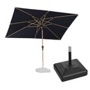 PURPLE LEAF Wood Pattern Tilting Patio Table Umbrella with Base, Outdoor Market Umbrella