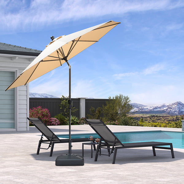 PURPLE LEAF Round Tiltable Porch Table Umbrella Poolside 8' Round / Light Grey
