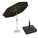 PURPLE LEAF Wood Pattern Tilting Patio Table Umbrella with Base, Outdoor Market Umbrella