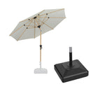 PURPLE LEAF Wood Pattern Tilting Patio Table Umbrella with Base, Outdoor Market Umbrella