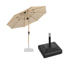 PURPLE LEAF Wood Pattern Tilting Patio Table Umbrella with Base, Outdoor Market Umbrella