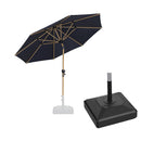 PURPLE LEAF Wood Pattern Tilting Patio Table Umbrella with Base, Outdoor Market Umbrella