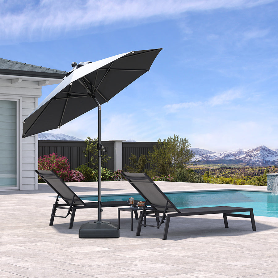 PURPLE LEAF Round Tiltable Porch Table Umbrella Poolside 8' Round / Light Grey