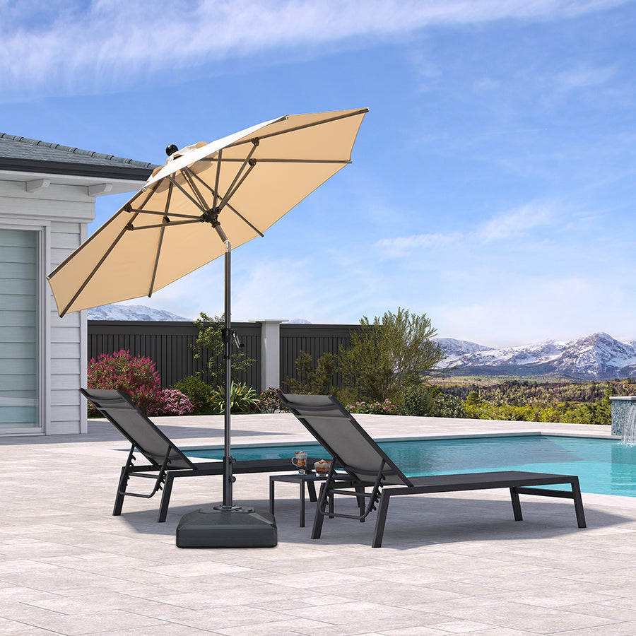 PURPLE LEAF Round Tiltable Porch Table Umbrella Poolside 8' Round / Light Grey