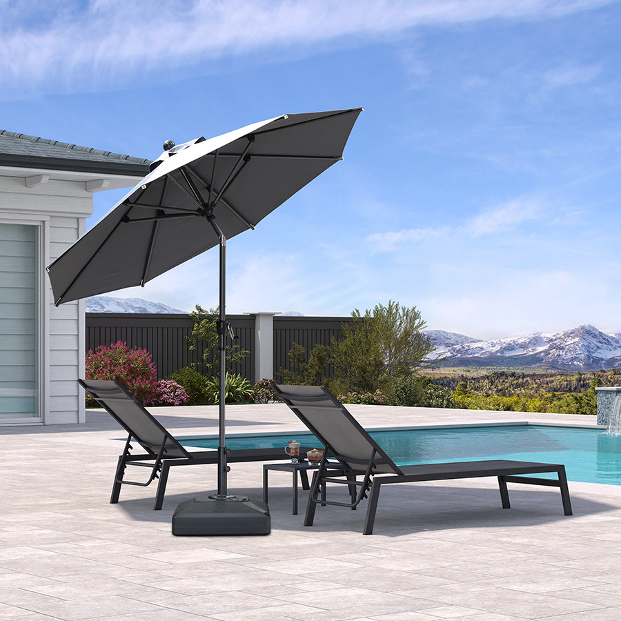 cantilever patio umbrella for oval table PURPLE LEAF Round Tiltable Porch Table Umbrella Poolside 8' Round / Light Grey