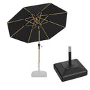 PURPLE LEAF Wood Pattern Tilting Patio Table Umbrella with Base, Outdoor Market Umbrella
